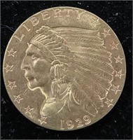 1929 GOLD QUARTER EAGLE $2.5 PIECE