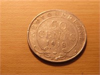 Monnaie Canada 0.50c 1918 Terre-Neuve (argent)