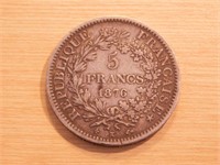 Francaise république 5 franc 1876 en argent