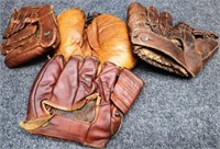 (4) Vintage / Antique Baseball Mitts / Gloves