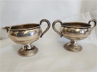 Sterling silver creamer and sugar.   Weighted.