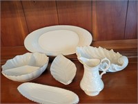6 Lenox dishes - 1 creamer, 3 section bowl, bread