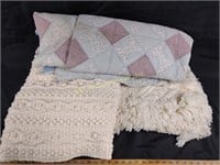 Crocheted, afghans, and lap sized quilt-(afghans