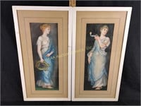 2- Framed Grecian woman paintings