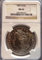 1881-O Graded MS62 Morgan Silver Dollar