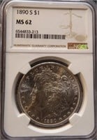 1890 Graded MS62 Morgan Silver Dollar
