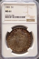 1883 Graded MS61 Morgan Silver Dollar