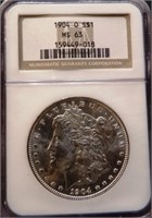 1904-O Graded MS63 Morgan Silver Dollar