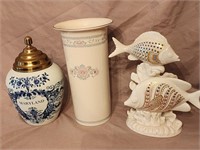 Lenox "Jewel" fish and Lenox "Charleston " vase