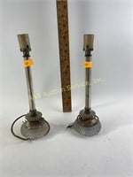 Pair of vintage glass table lamps, untested