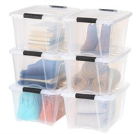 IRIS 32Qt Plastic Storage Containers w/lid - 6Pk