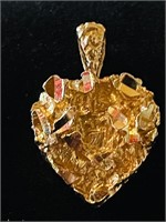 Vintage Gold Nugget Heart Pendant