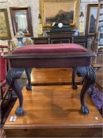 Ball and claw foot upholstered stool