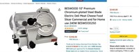 BESWOOD 10" Electric Deli Meat Cheese Food Slicer