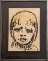 Eugene Gauss Child's Portrait Charcoal on Paper