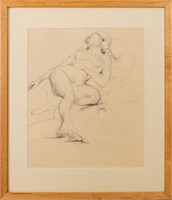 Maher Reclining Nude Drawing Graphite on Paper