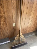 Rake and broom