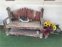 Wooden bench and outdoor decor
