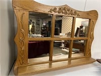 Oak wall mirror with shelf