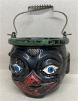 Black memorabilia ceramic pot with handle