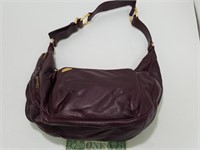 Francesco Biasia Plum Color Leather Handbag Purse