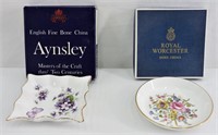 2pc Aynsley & Royal Worcester Bone China Dishes