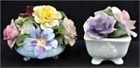 2pc Adderley & Chorley Porcelain Floral Decor