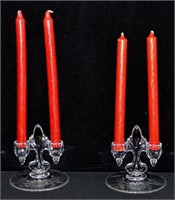 Pair Vtg Hughes Cornflower Candle Stick Holders