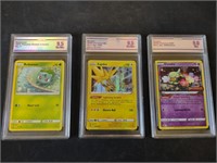 3 Pokemon Graded Cards Bulbasaur Zapdos Comfey