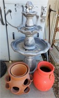 Water Fountain And 2 Pots