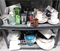 2 Shelves Of Kitchen Dishes And More