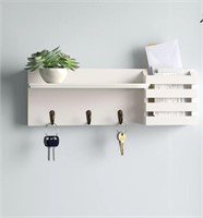 24"Wall Mail Organizer with Key Hooks Shelf is