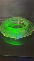 Cambridge Etched Uranium Glass Console Bowl 11" Wi