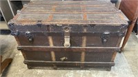 Antique Leather Trimmed Steamer Trunk 36" X 22" X