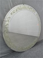Vintage 30" Round Mirror W/ Silver Accents