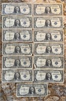Lot Of 13 - $1 Silver Certificates