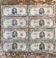 8x The Bid - $5 Red Seal Us Notes