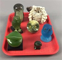 Lot Of Misc Glass / Stone And Other Owls