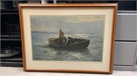 Large Framed Jack Gray Print " Hauling In The Nets