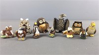 11 Pc Owl And Bird Figures Some Marked Casals