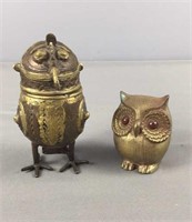 Pair Of Brass Owl Figures