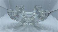 Val St Lambert Signed Crystal Four Light Candle St
