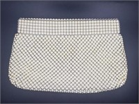 Whiting & Davis Alumesh Mesh Cream Beaded Purse .