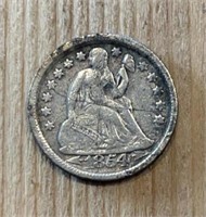 1854 Liberty Seated Silver Dime
