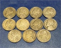 Complete Set Of 11 Silver War Nickels