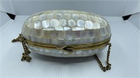 Vintage Mother Of Pearl & Brass One Of A Kind Oval