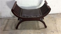 Wood and Leather Saddle Bench M8B