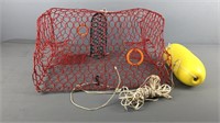 Plastic Coated Wire Crab Pot W/ Buoy & Rope