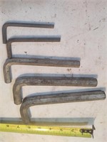 Five snap-on Allen wrenches, 5/8, 9/16, 7/16,