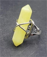 Hexagonal Pointed Adjustable Ring- Lemon Jade?